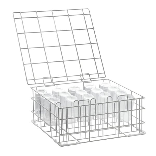 Korf Voor Herbruikbare Bekers | 500x500x235(h)mm | 25 Vakken Van 90x90mm | Geschikt Tot 190mm Hoog | Afneembaar Deksel