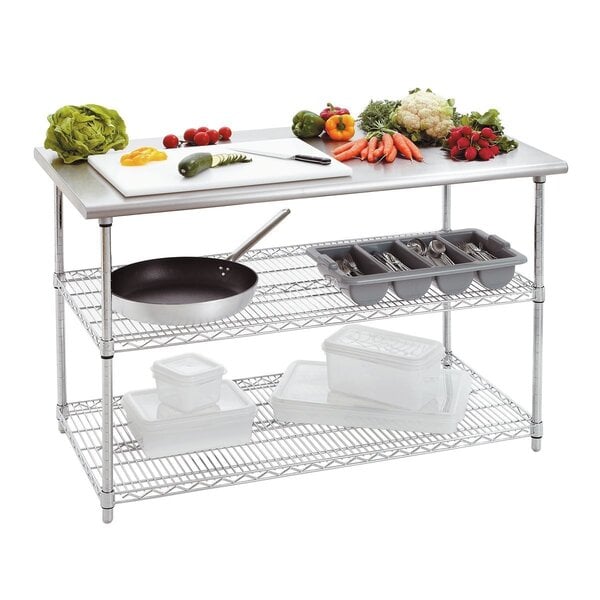 Werktafel | 2 Rooster Schappen | Insteeksysteem | 1300x690x880-900(h)mm