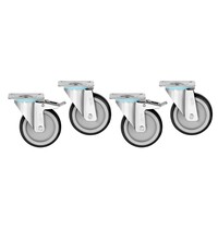 Bartscher Zwenkwielen | 4S900 | 4 Stuks, 2 Met Rem | 100kg Per Wiel | Ø125mm 