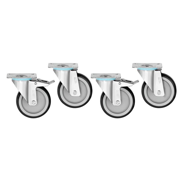 Zwenkwielen | 4S900 | 4 Stuks, 2 Met Rem | 100kg Per Wiel | Ø125mm