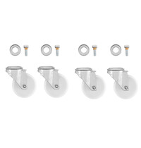 Bartscher Zwenkwielenset | 900 | 4 Stuks, 2 Met Rem | Ø100mm | 150kg Per Wiel | Polyamide