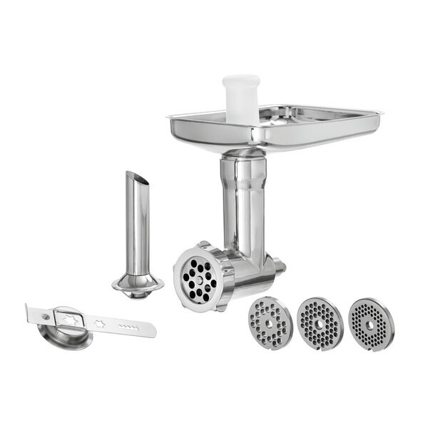 Gehaktmolen-Set | KA | 4 Geperforeerde Schijven: 3/4.5/6/8mm | Worstvulhoorn En Gebakopzetstuk | Roestvrij Staal En Kunststof | Voor KitchenAid