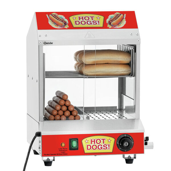 Hotdogstomer | WB1001 | 100 Hotdogs, 15 Broodjes | 25-100°C | 1.2kW, 230V | Waterbevochtiging