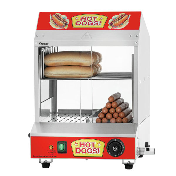 Hotdogstomer | WB1001 | 100 Hotdogs, 15 Broodjes | 25-100°C | 1.2kW, 230V | Waterbevochtiging