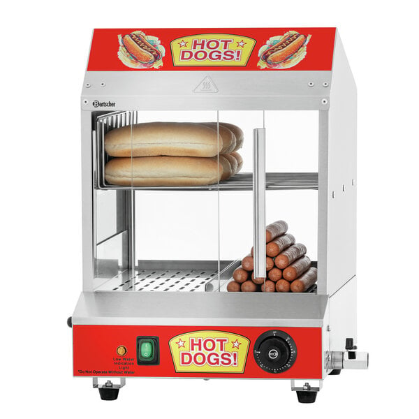 Hotdogstomer | WB1001 | 100 Hotdogs, 15 Broodjes | 25-100°C | 1.2kW, 230V | Waterbevochtiging