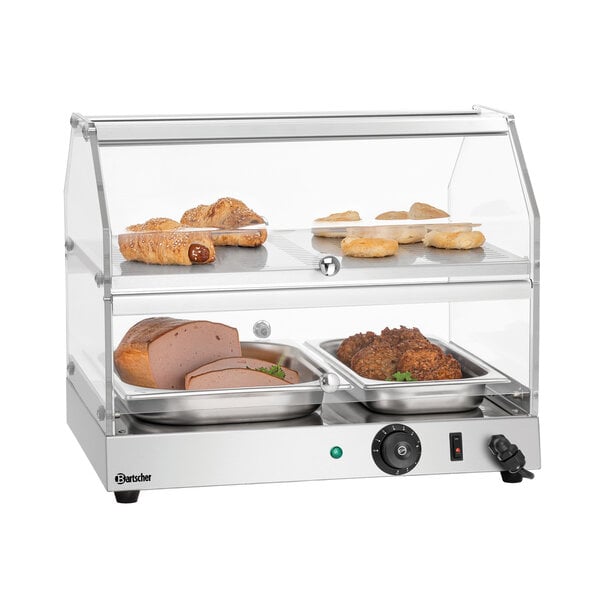 Warmhoudvitrine | BW20 | 2 Etages, 4 Klapdeuren | 30-85°C | 0.25kW, 230V | Luchtbevochtiging, Verwarming Onderste Niveau | Planchetten 475x335mm, Inwendige Hoogte 150mm Per Niveau