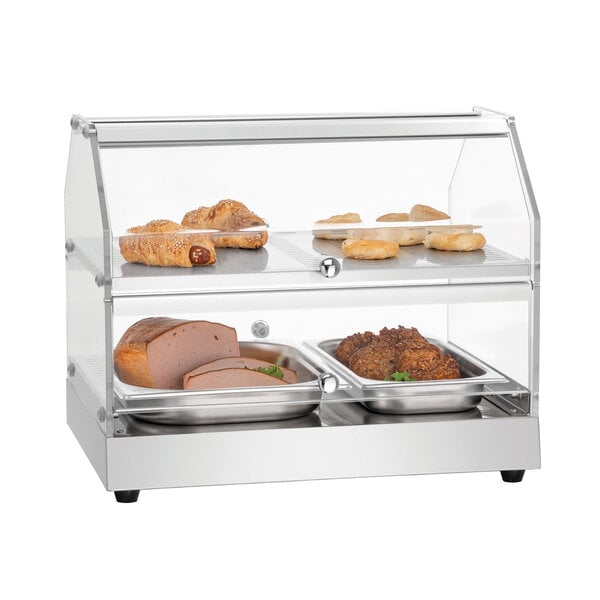 Warmhoudvitrine | BW20 | 2 Etages, 4 Klapdeuren | 30-85°C | 0.25kW, 230V | Luchtbevochtiging, Verwarming Onderste Niveau | Planchetten 475x335mm, Inwendige Hoogte 150mm Per Niveau