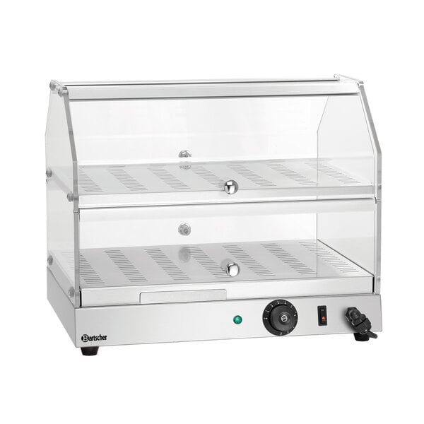 Warmhoudvitrine | BW20 | 2 Etages, 4 Klapdeuren | 30-85°C | 0.25kW, 230V | Luchtbevochtiging, Verwarming Onderste Niveau | Planchetten 475x335mm, Inwendige Hoogte 150mm Per Niveau