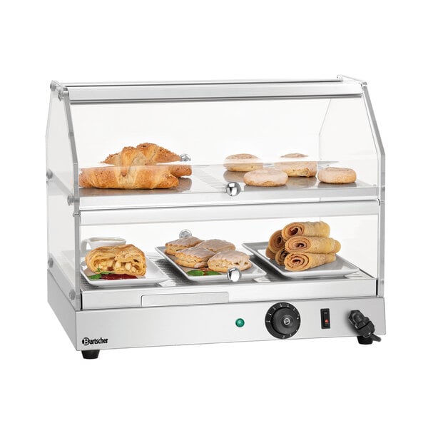 Warmhoudvitrine | BW20 | 2 Etages, 4 Klapdeuren | 30-85°C | 0.25kW, 230V | Luchtbevochtiging, Verwarming Onderste Niveau | Planchetten 475x335mm, Inwendige Hoogte 150mm Per Niveau