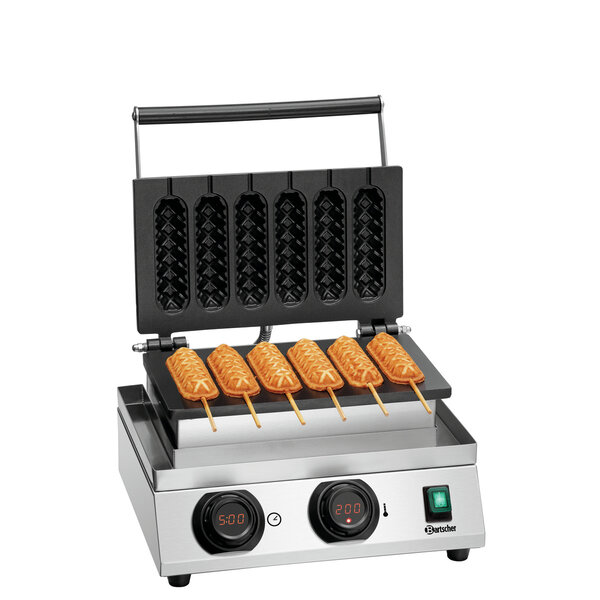 Wafelijzer | MDI Lolly 600 | 6 Ronde Lollywafels, 40x30x140mm | 50-300°C | 1800W | 230V | Zonder Spiesjes