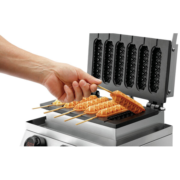 Wafelijzer | MDI Lolly 600 | 6 Ronde Lollywafels, 40x30x140mm | 50-300°C | 1800W | 230V | Zonder Spiesjes