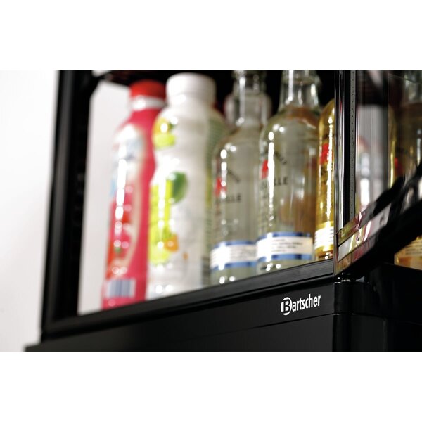 Mini-Koelvitrine | 78L | 2-12°C | Convectiekoeling | 3 Verstelbare Roosterplanchetten | Dubbele Beglazing | Automatische Ontdooiing | Zwart