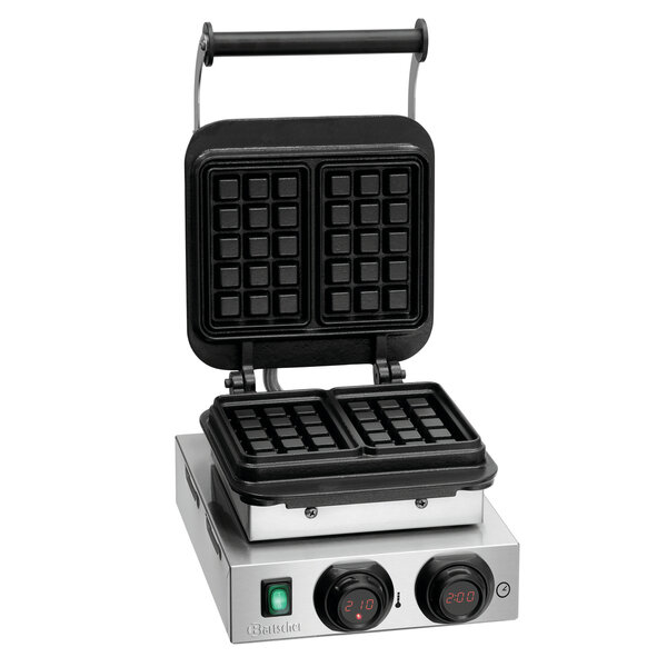 Wafelijzer | MDI 1BW160-101 | 1 Bakunit | Brusselse Wafel 160x100x32mm | 2.2kW, 230V | 50-300°C | Digitaal Display, Timer