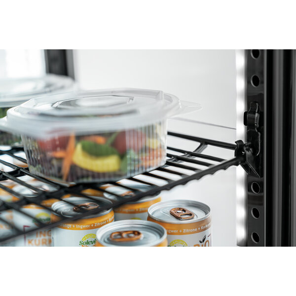 Mini-Koelvitrine | 64L | 2-12°C | Convectiekoeling | 3 Roosters | Dubbelzijdig Toegankelijk | Zwart | 180W, 230V