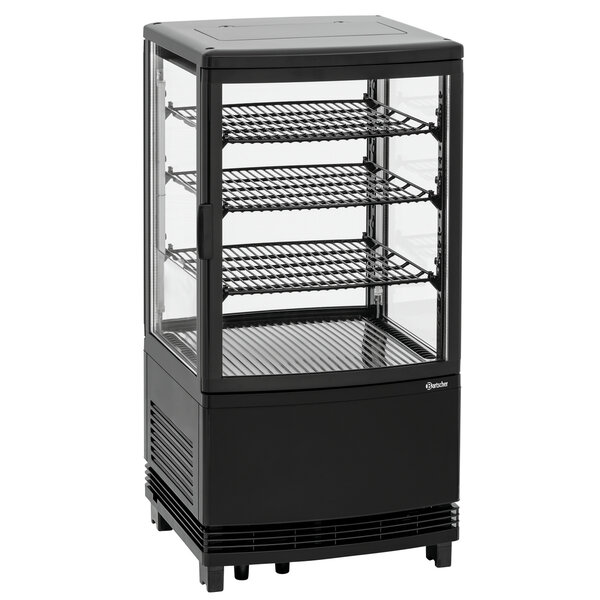 Mini-Koelvitrine | 64L | 2-12°C | Convectiekoeling | 3 Roosters | Dubbelzijdig Toegankelijk | Zwart | 180W, 230V