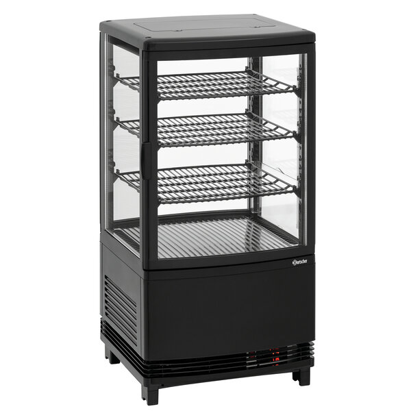 Mini-Koelvitrine | 64L | 2-12°C | Convectiekoeling | 3 Roosters | Dubbelzijdig Toegankelijk | Zwart | 180W, 230V