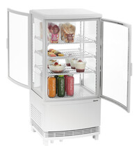Bartscher Mini-Koelvitrine | 75L2T | 75L | 2-12°C | Convectiekoeling | 3 Planchetten | Dubbelzijdige Toegang | Wit | Energieklasse B