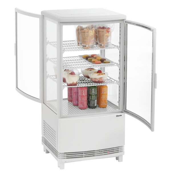 Mini-Koelvitrine | 75L2T | 75L | 2-12°C | Convectiekoeling | 3 Planchetten | Dubbelzijdige Toegang | Wit | Energieklasse B