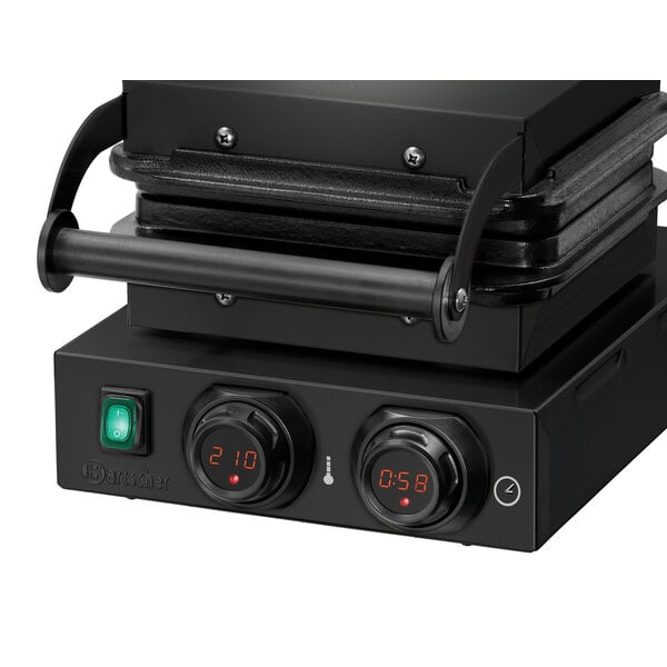 Wafelijzer | MDI 1BW160-101 S | Brusselse Wafel | 1 Wafel 160x100x32mm | 50-300°C | 2200W | 230V | Digitaal Display, Timer En Geheugenfunctie