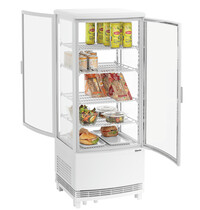 Bartscher Mini-Koelvitrine | 98L2T | 98L | 2-12°C | Convectiekoeling | 4 Planchetten | Dubbelzijdige Toegang | Wit | Energieklasse B