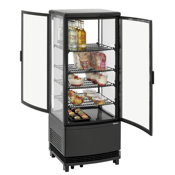 Mini-Koelvitrine | 98L2T | 98L | 2-12°C | Convectiekoeling | 4 Planchetten | Dubbelzijdige Toegang | Zwart | Energieklasse B