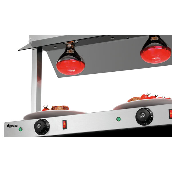 Warmtebrug | I3WL1200 | 3x1/1 GN | Infraroodlampen En Verwarmde RVS-Plaat | 3 Afzonderlijk Regelbare Zones | 30-85°C | 1.2kW, 230V | Hoestscherm | Warmhoudplaat 1030x535mm
