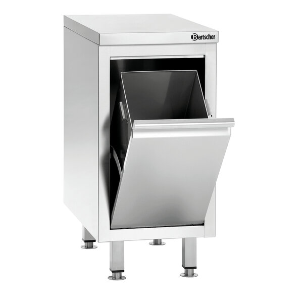Afvalemmerkast | 700M1 | 28L | CNS 18/10 | Klapdeur | Uitneembare Binnenbak | Verstelbare Hoogte 850-900mm | Binnenbak 250x295x400(h)mm