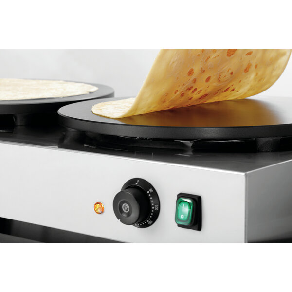 Crêpebakplaat | 2CP400 | 2 Platen Ø400mm, Afzonderlijk Regelbaar | 50-300°C | 2x3kW, 2x230V