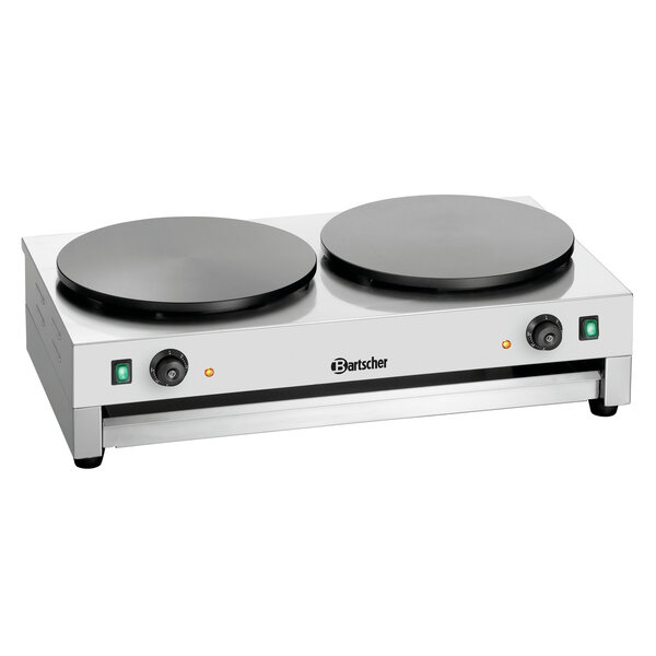 Crêpebakplaat | 2CP400 | 2 Platen Ø400mm, Afzonderlijk Regelbaar | 50-300°C | 2x3kW, 2x230V