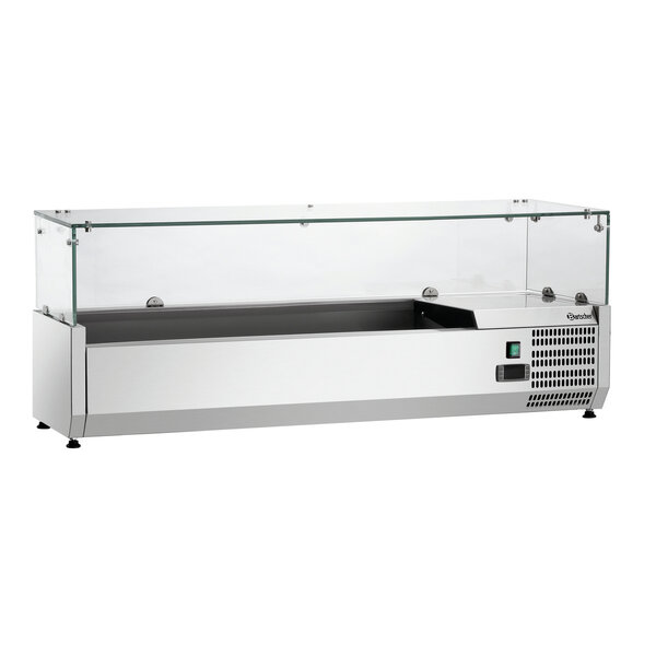 Koelopzetvitrine | GL4-1201 | 5x1/4 GN, Max. 150mm Diep | 0-10°C | Statische Koeling | 166W, 230V