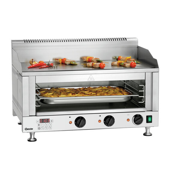 Griddle-Salamander | 6640 | Gladde Grillplaat 700x330mm, 2 Afzonderlijk Regelbare Zones | Grillplaat 50-300°C, Salamander Tot 190°C | 6.64kW, 400V