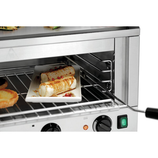 Griddle-Salamander | 6640 | Gladde Grillplaat 700x330mm, 2 Afzonderlijk Regelbare Zones | Grillplaat 50-300°C, Salamander Tot 190°C | 6.64kW, 400V