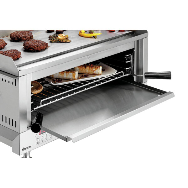 Griddle-Salamander | 6640 | Gladde Grillplaat 700x330mm, 2 Afzonderlijk Regelbare Zones | Grillplaat 50-300°C, Salamander Tot 190°C | 6.64kW, 400V