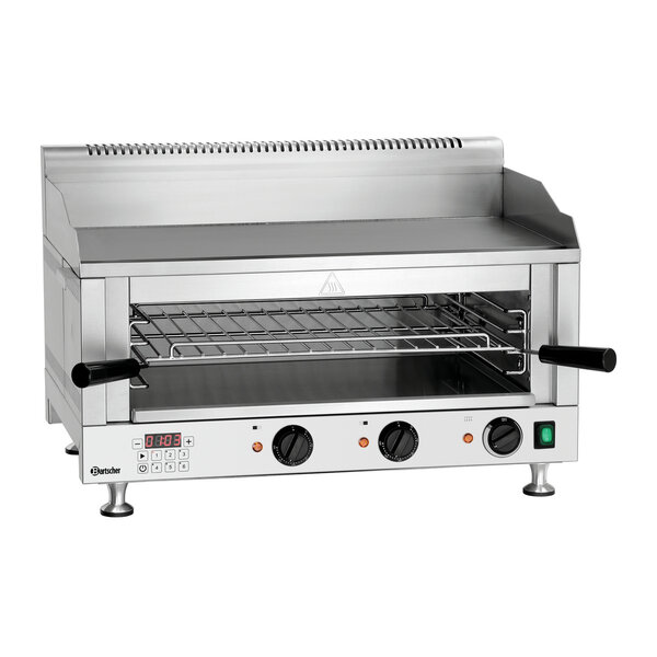 Griddle-Salamander | 6640 | Gladde Grillplaat 700x330mm, 2 Afzonderlijk Regelbare Zones | Grillplaat 50-300°C, Salamander Tot 190°C | 6.64kW, 400V
