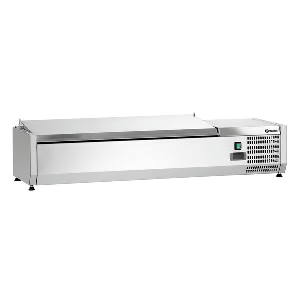 Koelopzetvitrine | ED3-1201 | 3x1/3 GN + 1x1/2 GN | 0-10°C | Statische Koeling | 166W, 230V | RVS-Deksel