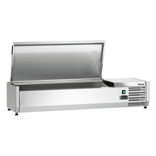 Koelopzetvitrine | ED3-1201 | 3x1/3 GN + 1x1/2 GN | 0-10°C | Statische Koeling | 166W, 230V | RVS-Deksel