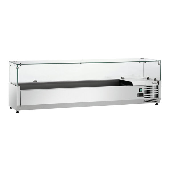 Koelopzetvitrine | GL4-1501 | 7x1/4 GN | 0-10°C | Statische Koeling | 174W, 230V | Glazen Opzet