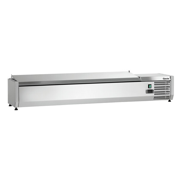 Koelopzetvitrine | ED4-1501 | 7x1/4GN | 0–10°C | Statische Koeling | 174W, 230V | RVS-Deksel