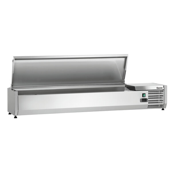 Koelopzetvitrine | ED4-1501 | 7x1/4GN | 0–10°C | Statische Koeling | 174W, 230V | RVS-Deksel