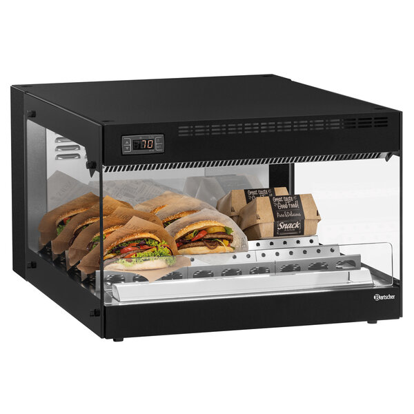 Warmhoudvitrine | SN10 | 1 Etage | 3 Snackassen | 30-75°C | 1.45kW, 230V | Stapelbaar | 3-Zijdig Beglaasd | Opstelvlak 490x590mm