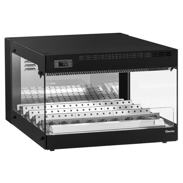 Warmhoudvitrine | SN10 | 1 Etage | 3 Snackassen | 30-75°C | 1.45kW, 230V | Stapelbaar | 3-Zijdig Beglaasd | Opstelvlak 490x590mm
