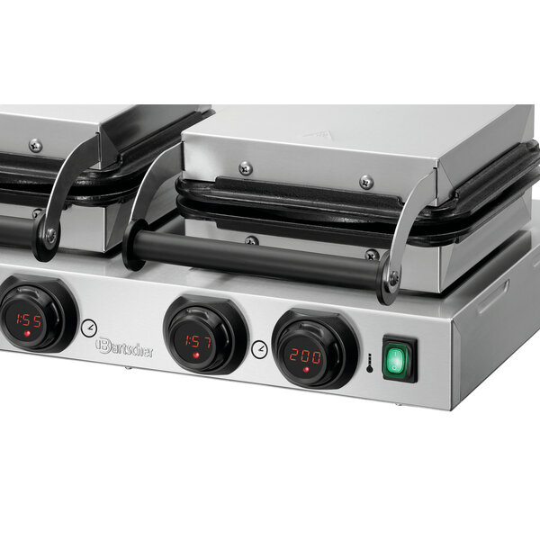 Wafelijzer | MDI 2HW211 | 2 Bakunits, Afzonderlijk Regelbaar | Hartvormige Wafel Ø210x16mm | 2x2.2kW, 2x230V | 50-300°C | Digitaal Display, Timer