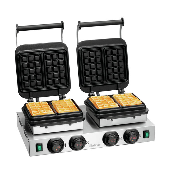 Wafelijzer | MDI 2BW160-101 | 2 Bakunits, Brusselse Wafel | Wafelmaat 160x100mm, 32mm Hoog | 50-300°C | 2x2.2kW, 2x230V