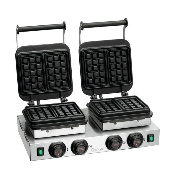 Wafelijzer | MDI 2BW160-101 | 2 Bakunits, Brusselse Wafel | Wafelmaat 160x100mm, 32mm Hoog | 50-300°C | 2x2.2kW, 2x230V
