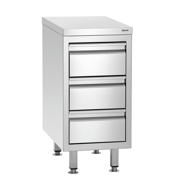 Ladenkast | 700S3 | 3 Lades | 1/1 GN | Volledig Uittrekbaar | CNS 18/10 | Hoogte 850-900mm
