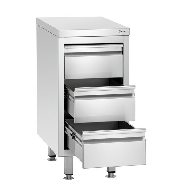 Ladenkast | 700S3 | 3 Lades | 1/1 GN | Volledig Uittrekbaar | CNS 18/10 | Hoogte 850-900mm