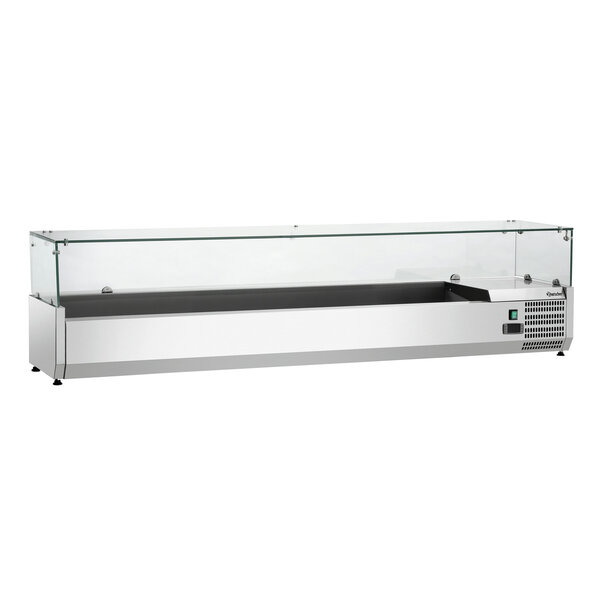 Koelopzetvitrine | GL3-1801 | 8x1/3 GN | 0-10°C | Statische Koeling | 180W, 230V | Glazen Opzet