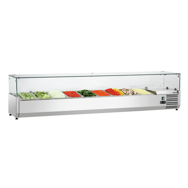 Koelopzetvitrine | GL3-2001 | 9x1/3 GN, Max. 150mm Diep | 0-10°C | Statische Koeling | 194W, 230V