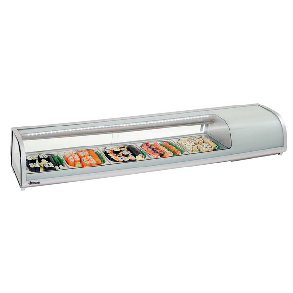 Koelopzetvitrine | SushiBar GL2-1800 | 5x1/2 GN | 2-7°C | Statische Koeling | 180W, 230V | Glazen Schuifdeuren