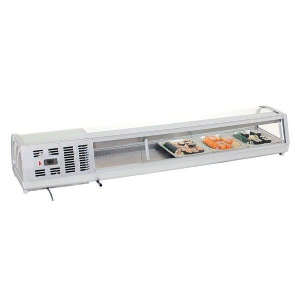 Koelopzetvitrine | SushiBar GL2-1800 | 5x1/2 GN | 2-7°C | Statische Koeling | 180W, 230V | Glazen Schuifdeuren